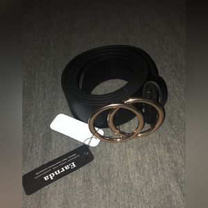 Women’s black belt with gold hardware plus size